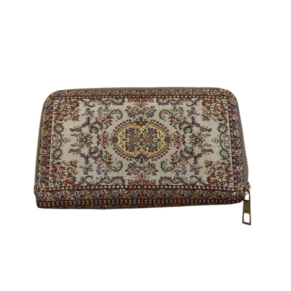 Boho Tapestry Oriental Rug Print Zip-Around Wallet - Accordion Organizer Clutch